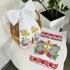 Рушник хрест у піонах